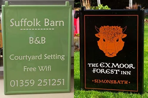 We have hanging fibreglass signs along with wall mounted signs Hanging Fibreglass Signs