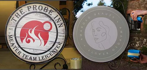 These are our most popular projecting signs. Round Projecting Signs