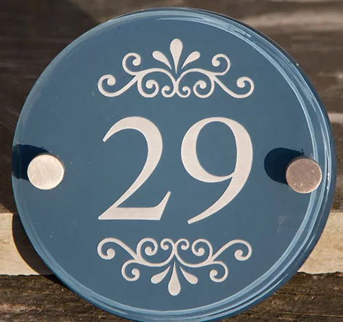 Laser Etched Painted House Number Sign