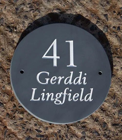 Slate signs in all sizes Round Slate Address Sign