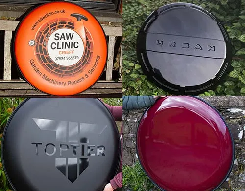 Wheel covers are manufactured on site and can be sold as blanks of with graphics Plain and Personalised Wheel Covers