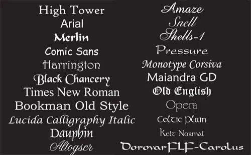 lick on the image to see lots more fonts. Popular Fonts