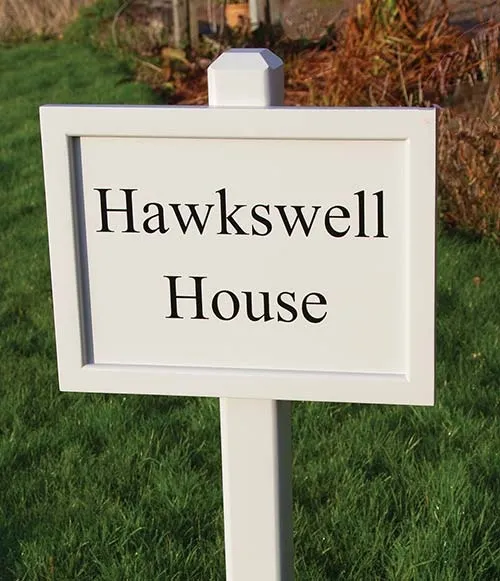 Painted Framed Enged Sign on Post