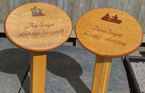 Matching Pair of Oval Wooden Memorials