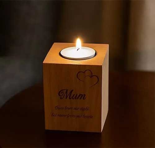 Solid Oak Tealight Holder - Personalised