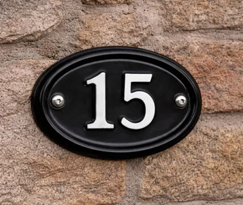 Oval Black Aluminium Door Numder