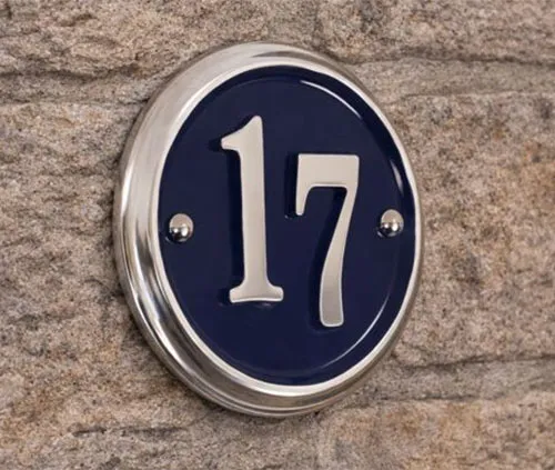 Round Polished Aluminium House Number