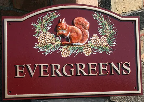 Arch top cast house sign