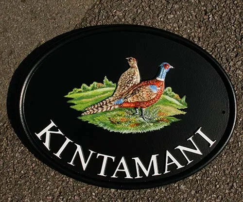 Pheasant Motif Oval Sign
