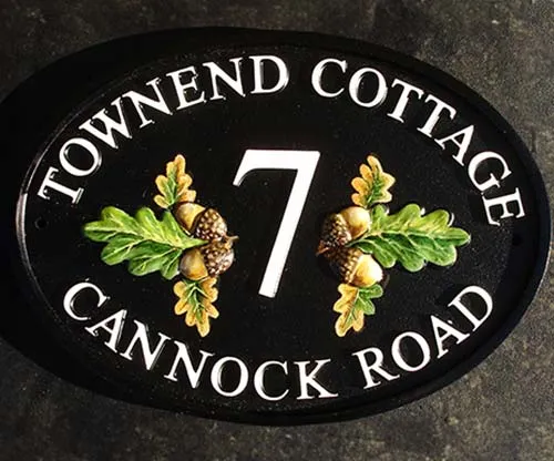 Cast Signs with Motif & Number