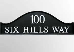 title here Dome top cast house sign