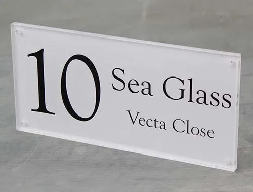 Clear Acrylic Address Sign - White Backing