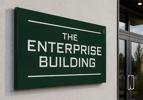 This sign has hidden fixings Simple Business Sign