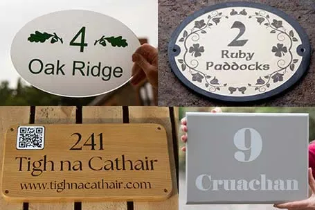 House address signs where number and house name are included House Address Signs