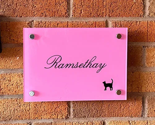 Clear Acrylic Signs with Pink Backing