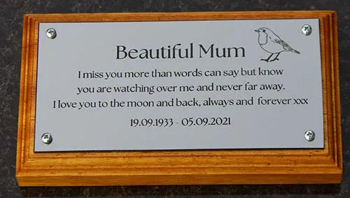 Acrylic Laminate Memorial Plaque on Backing Board