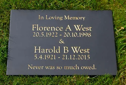 This tablet measured 425 x 300 mm Black Granite Memorial