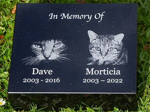 The images have been impact engraved. Black Granite Wedge