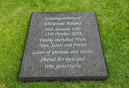 Honed Dark Grey Granite Memorial
