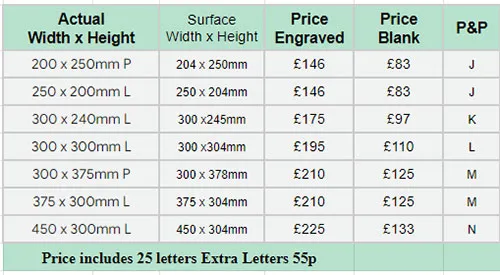 Slate Memorial Wedges Price List