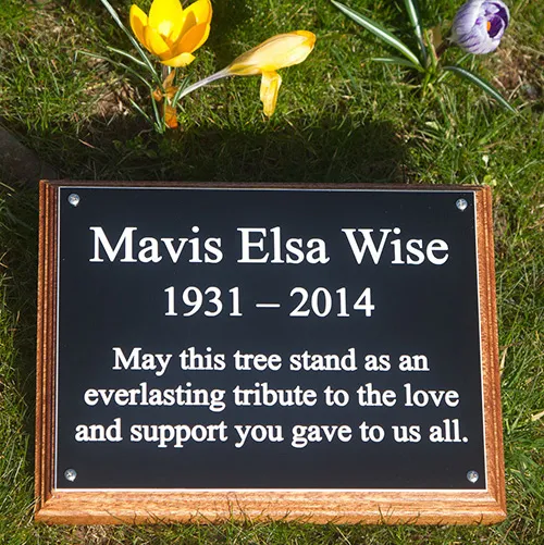 Black engraved aluminium memorial