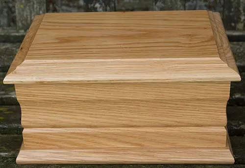 High quality oak casket for adult ashes. Standard Oak Sshes Casket