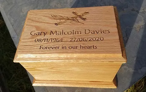 Bespoke ash caskets can be made in this style Tall Oak Ashes Casket
