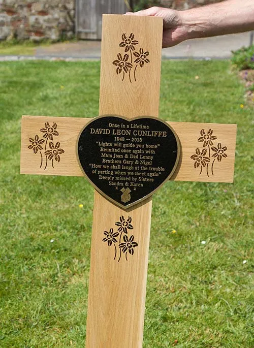 Cast Bronze Plaque on Wooden Cross