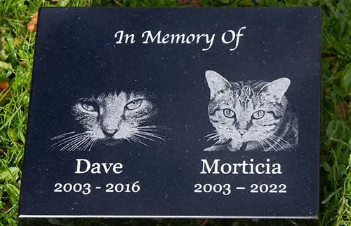 The images were excellent photos impact engraved onto the granite. Black Granite Wedge
