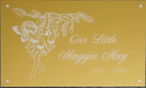 Gold engraved memorial plaque