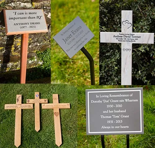We have a large selection of grave markers. Grave Markers