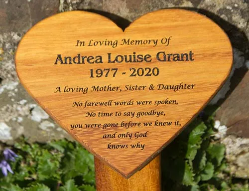 Wooden Heart Plaque on Post