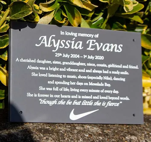 Corian is available in lots of colours. Stone-Like Engraved Corian Plaque