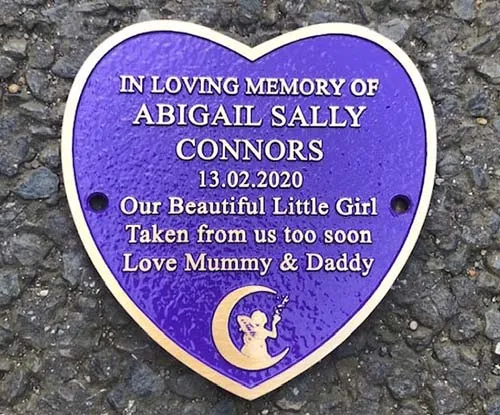 A beautiful bronze heart for a beauriful little girl. Bronze Heart Memorial