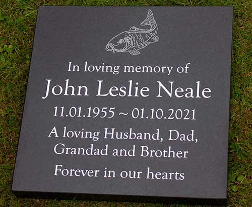 Slate Memorial With Fish Image