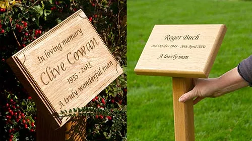 Posts are made to order Wooden Memorial Plaques on Posts.