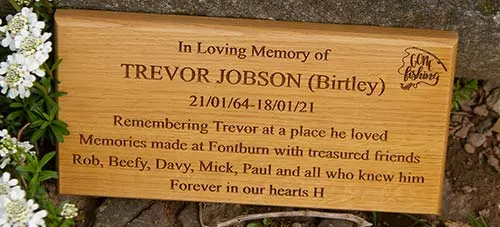 Using the laser a lot of words can be included on the plaque. Wooden Memorial Plaque