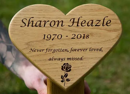 Wooden Heart Memorial On a Post