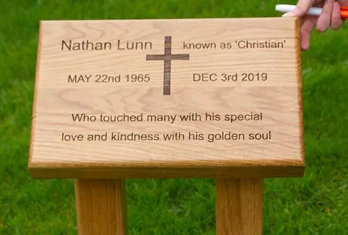 Posts, either one or two are an option to consider Wooden Memorial on Posts