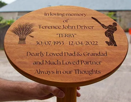 Oval Memorial Plaque on Post