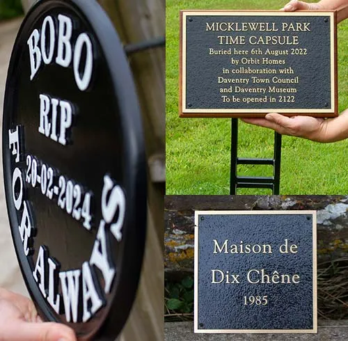 We have cast metal signs and plaques in bronze, aluminium,brass & iron. Cast Metal Signs & Plaques