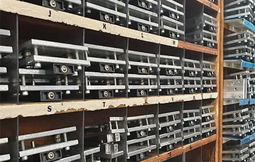 These dies are used to emboss each letter in the metal plate. The Dies