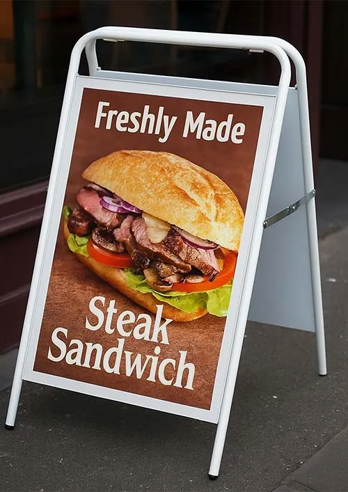 A-board poster holder without top panel