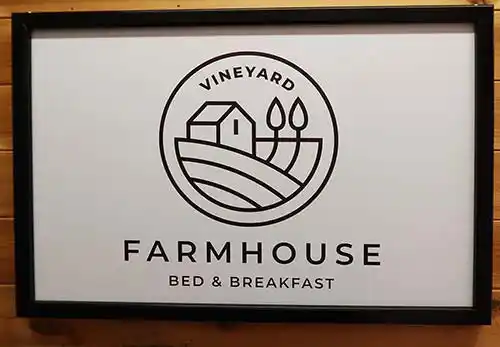 We can frame the sign boards in timber or aluminium. Framed Sign Board