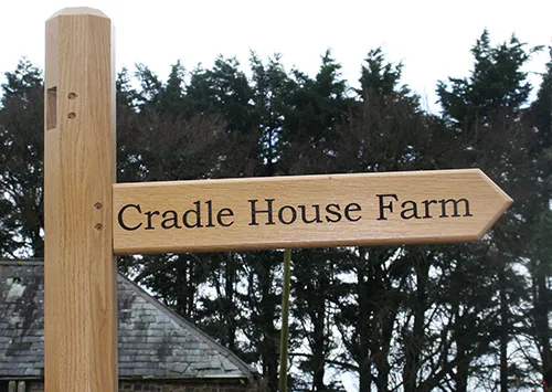 Octagonal wooden finger post