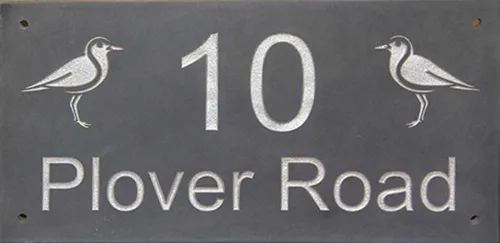 Slate sign with image silver paint