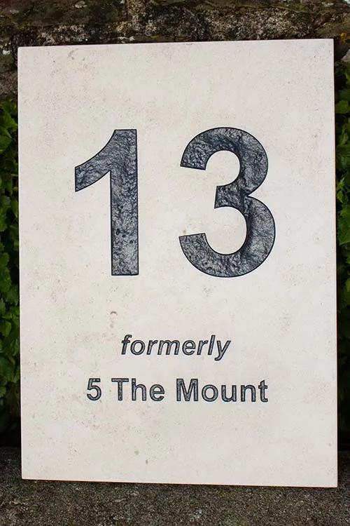 White Limestone House Sign