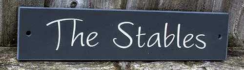 Colour F&B Purbeck Stone Grey, Slate house sign oiled for darker finish