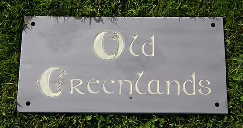 Combination of fonts - Celtic Capital plus Celtic Plain Celtic Style House Sign