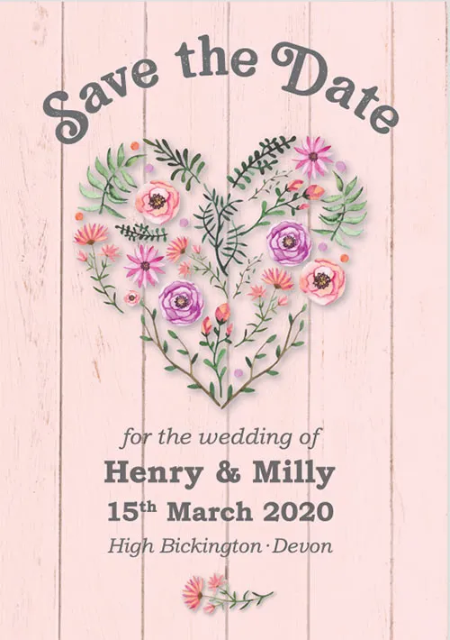 Save The Date Fridge Magnet - Flower Heart